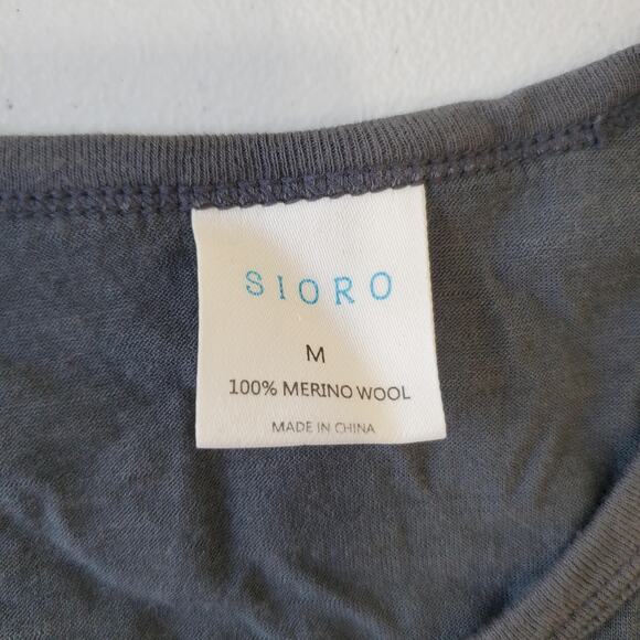 Sioro Shirt Mens Medium Gray Merino Wool Long Sleeve Crewneck Base Layer Top - Picture 3 of 9